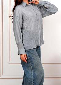 Airy Gauze Gray Relaxed Fit Long Sleeve Shirt