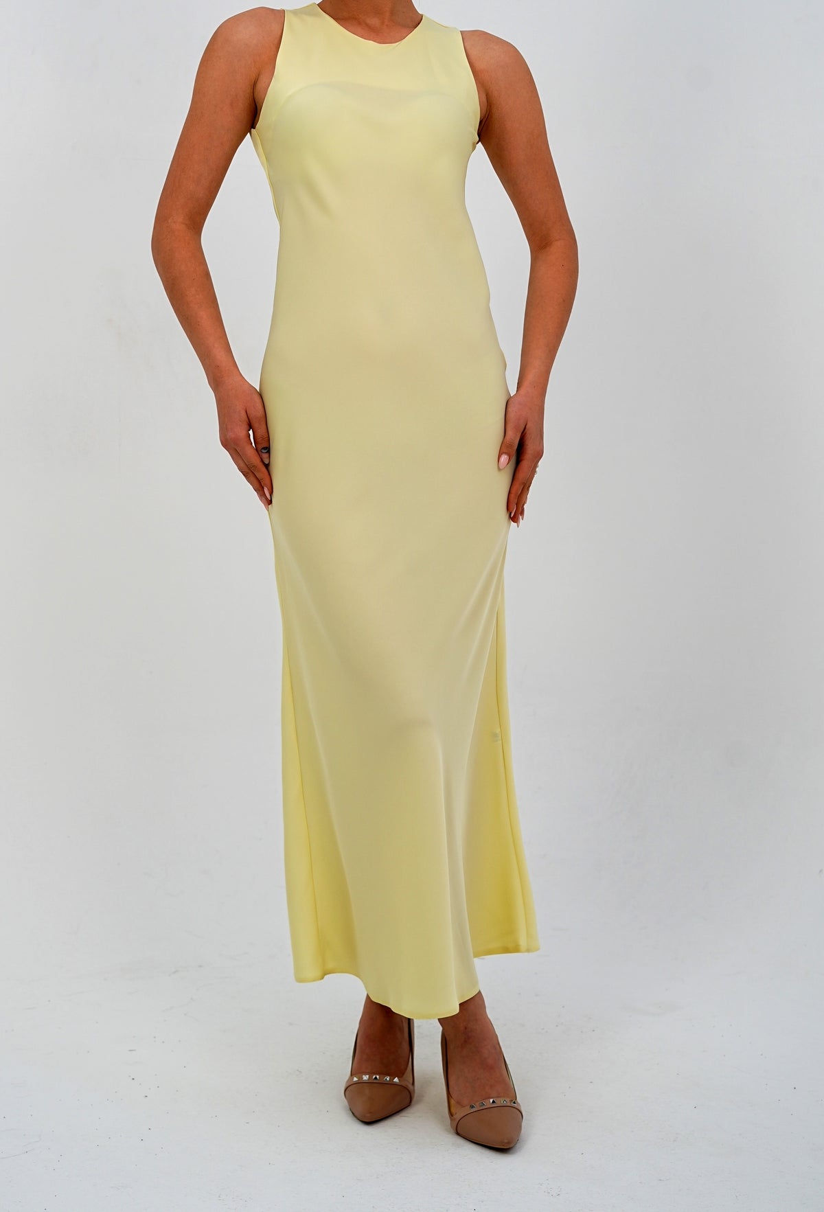The 'Lemon Sorbet' Sleeveless Elegant Dress