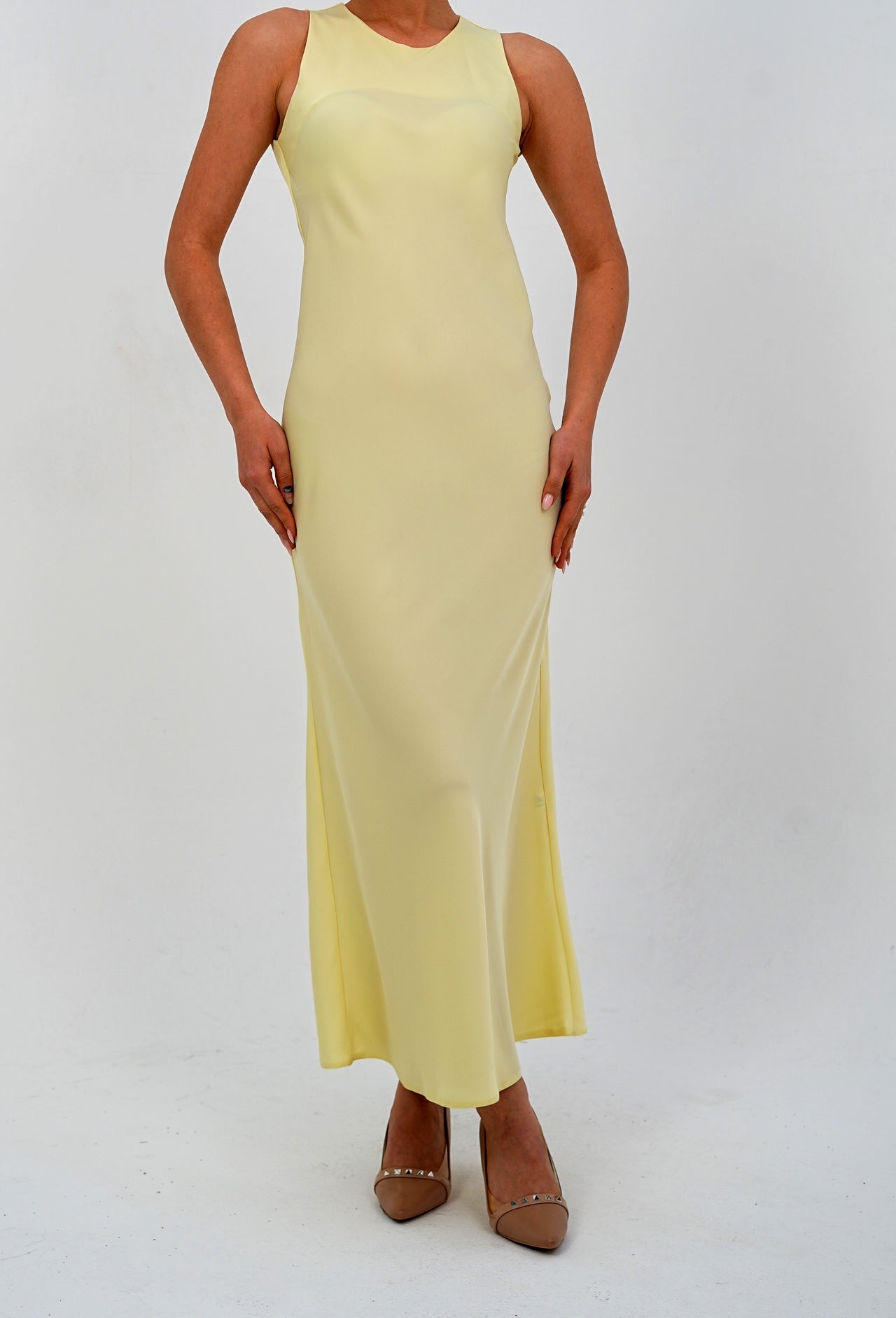 The 'Lemon Sorbet' Sleeveless Elegant Dress