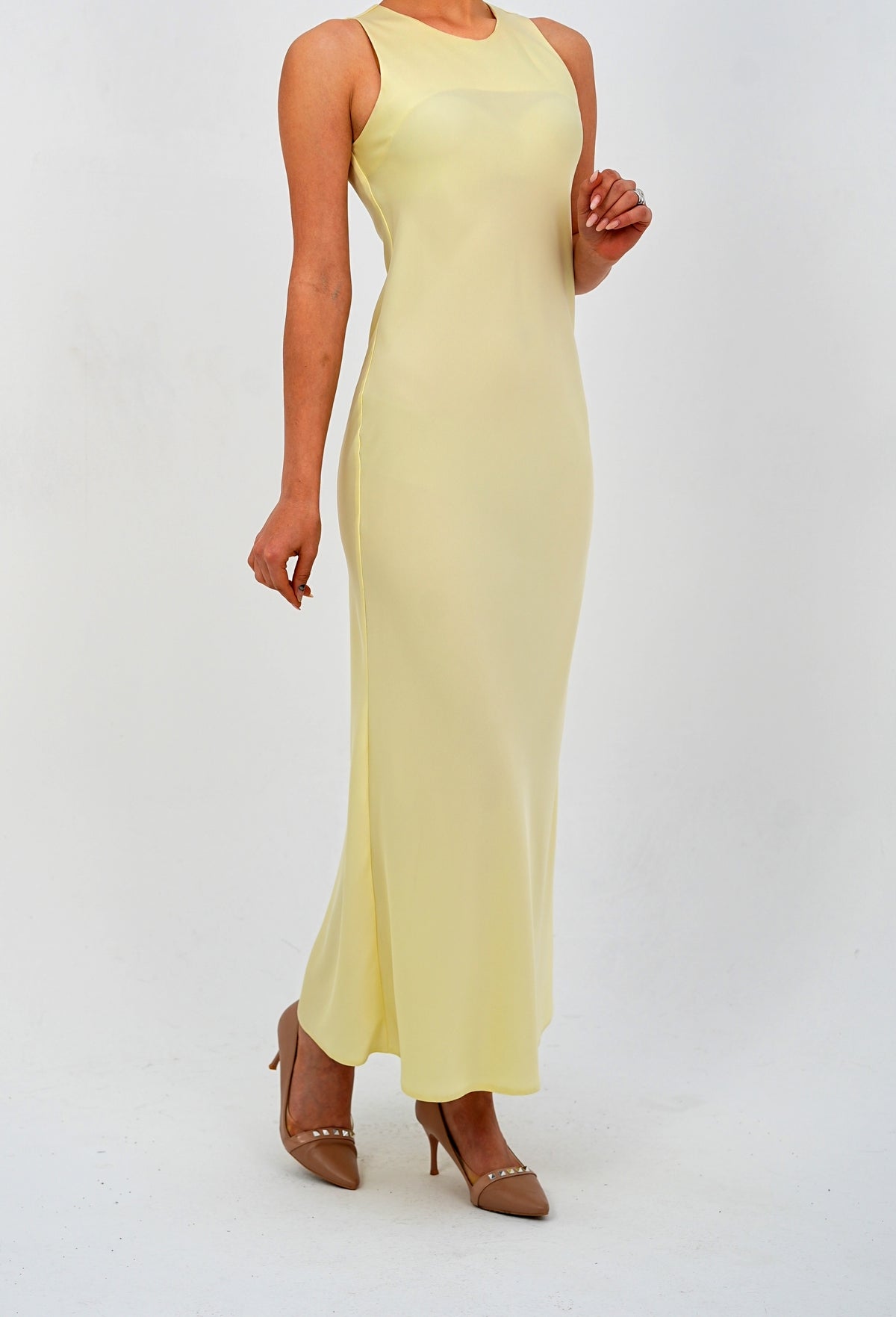 The 'Lemon Sorbet' Sleeveless Elegant Dress