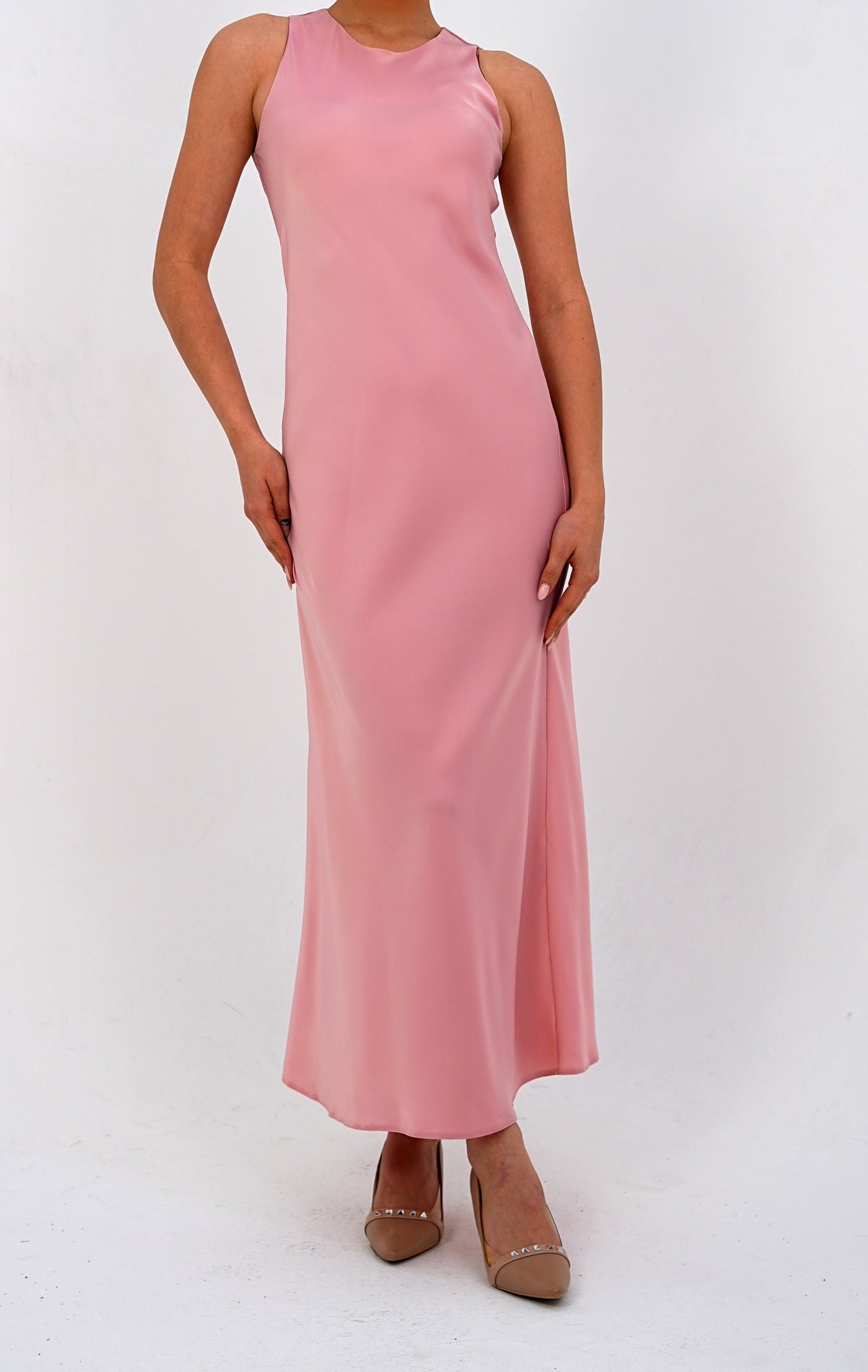 The 'Lemon Sorbet'  pink  Sleeveless Elegant Dress