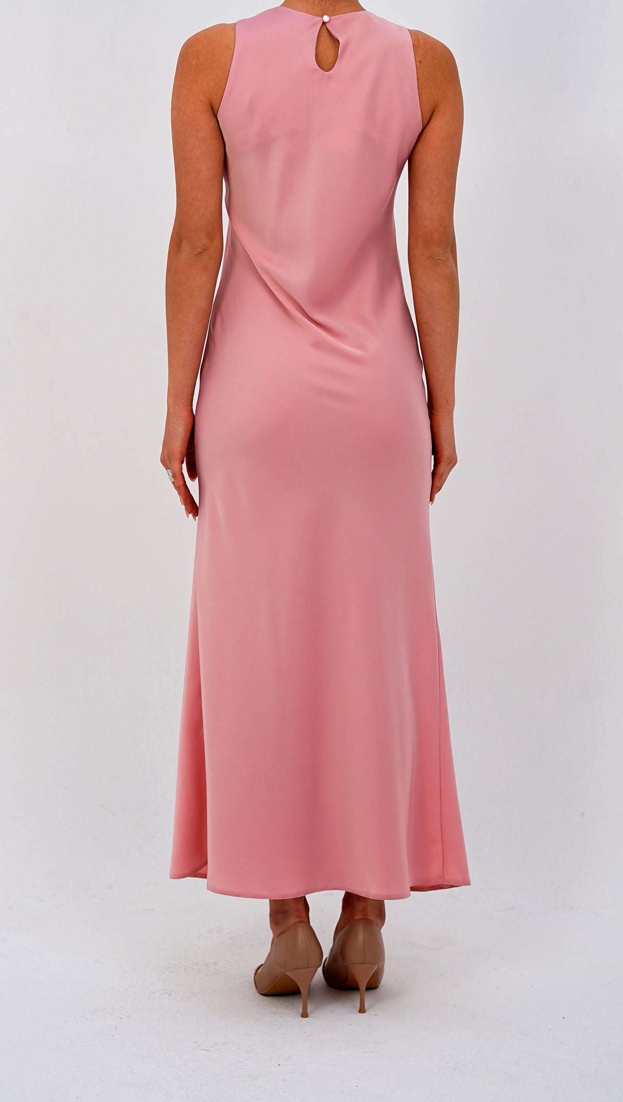 The 'Lemon Sorbet'  pink  Sleeveless Elegant Dress