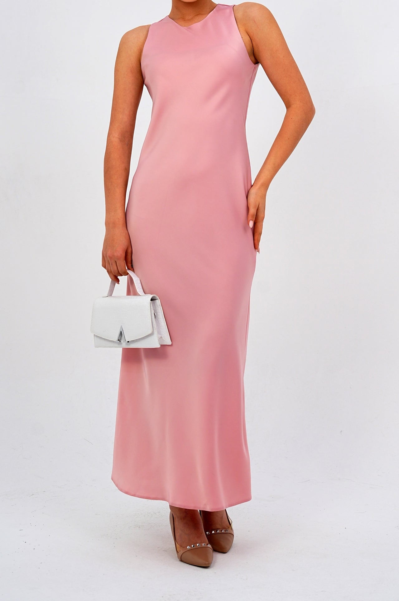 The 'Lemon Sorbet'  pink  Sleeveless Elegant Dress