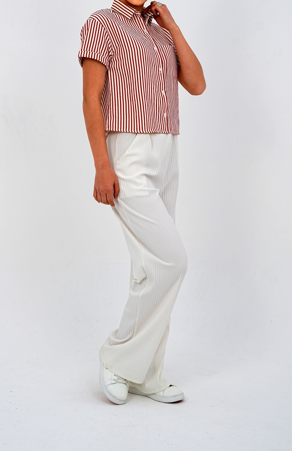 Classic Striped Short Sleeve Button-Down Shirt