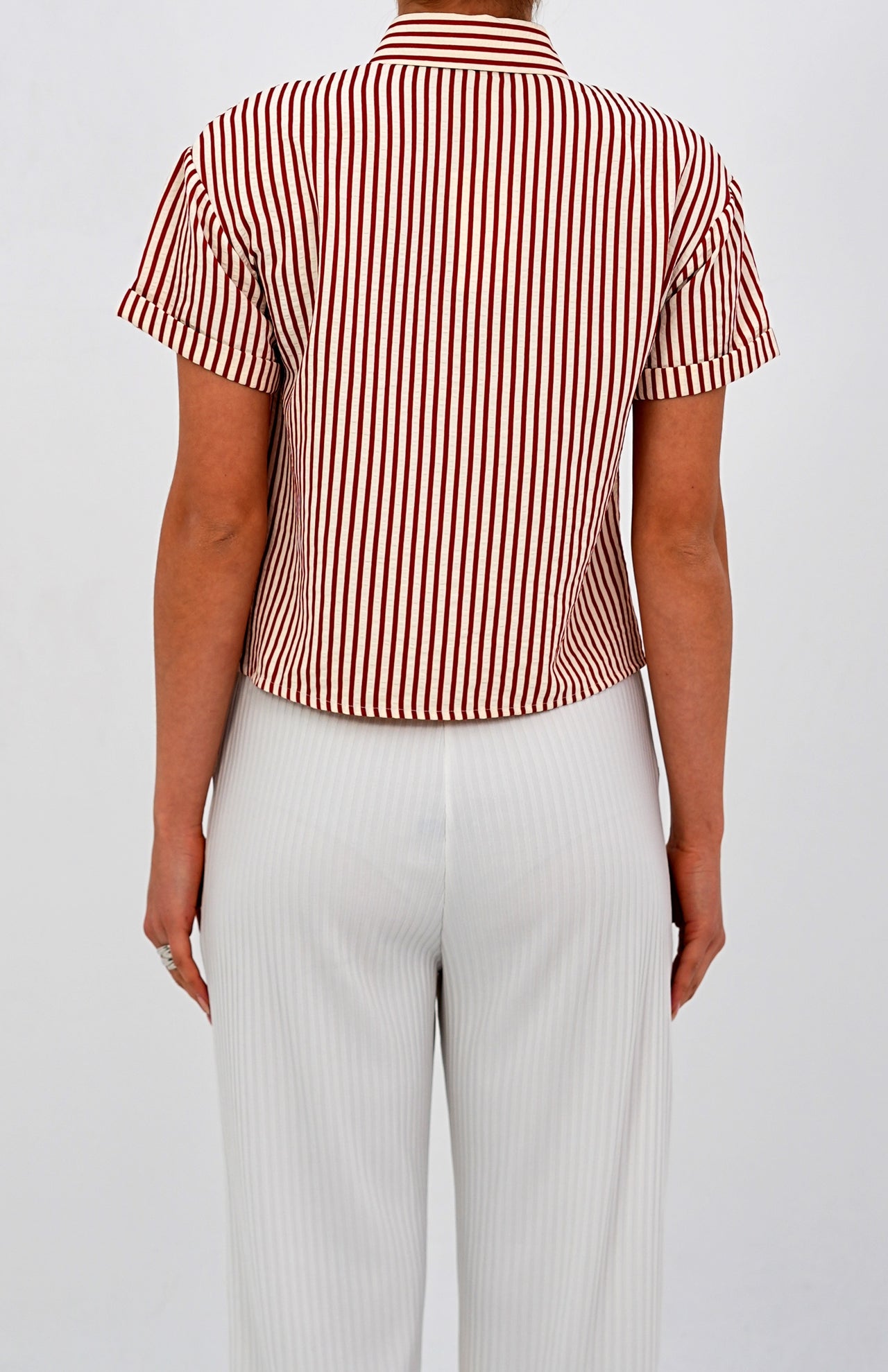 Classic Striped Short Sleeve Button-Down Shirt