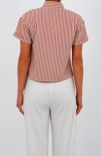 Classic Striped Short Sleeve Button-Down Shirt