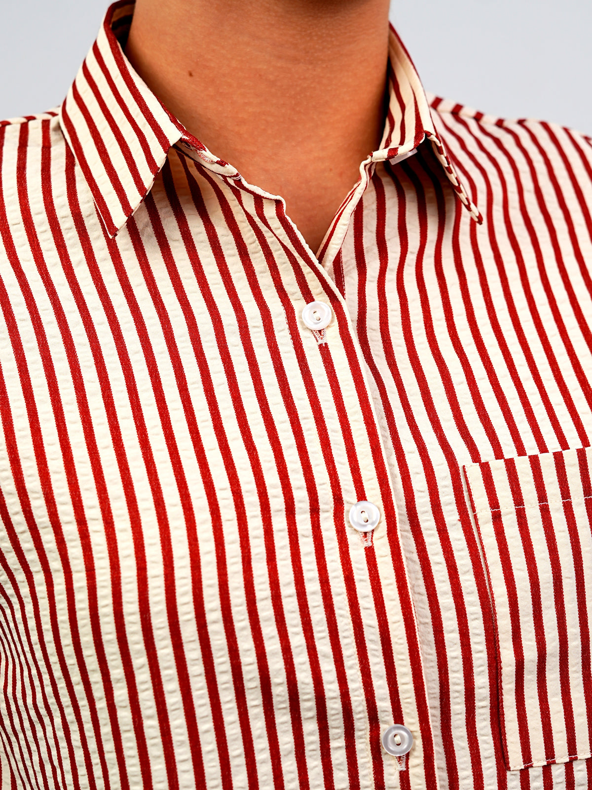 Classic Striped Short Sleeve Button-Down Shirt