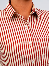 Classic Striped Short Sleeve Button-Down Shirt