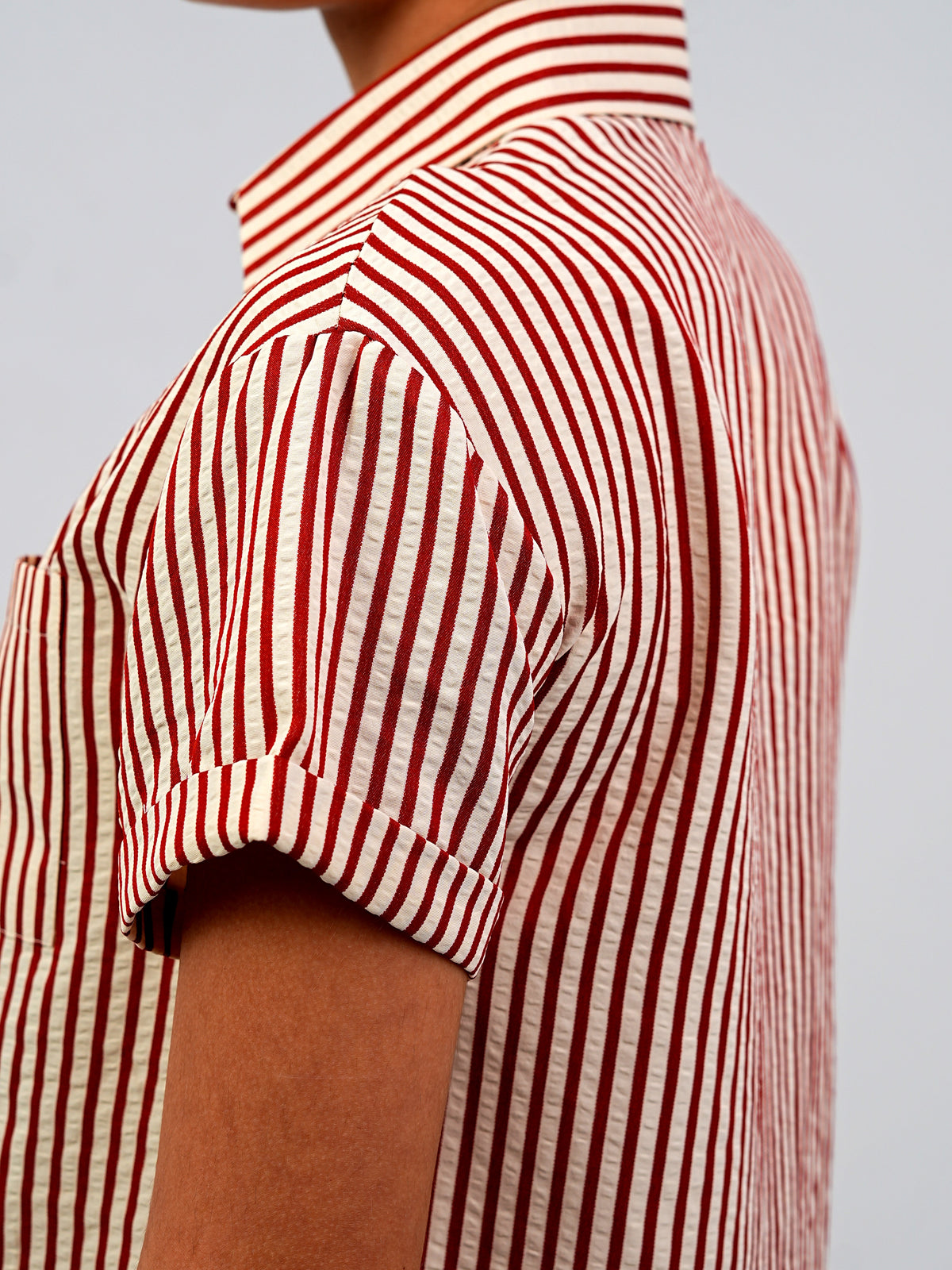 Classic Striped Short Sleeve Button-Down Shirt