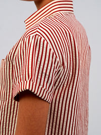 Classic Striped Short Sleeve Button-Down Shirt