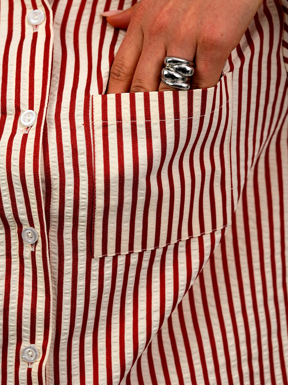 Classic Striped Short Sleeve Button-Down Shirt