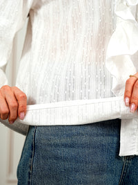 Romantic Ruffle Collar White  V-Neck Blouse with Balloon Sleeves