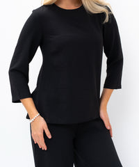 Romantic Back-Tie Peplum Blouse and Matching Pants black Outfit