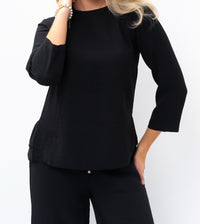 Romantic Back-Tie Peplum Blouse and Matching Pants black Outfit