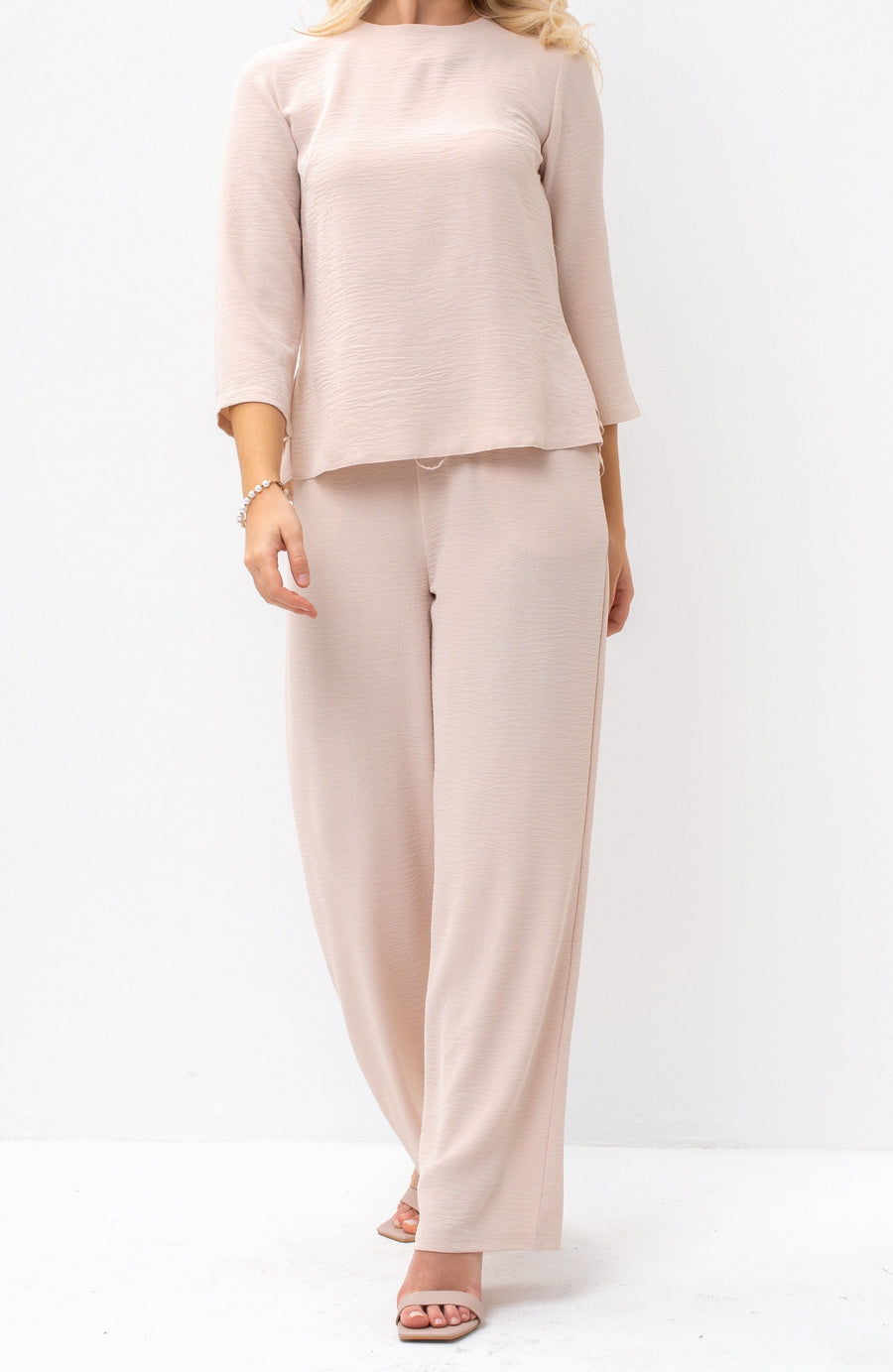 Back-Tie Peplum Blouse & Trousers Set
