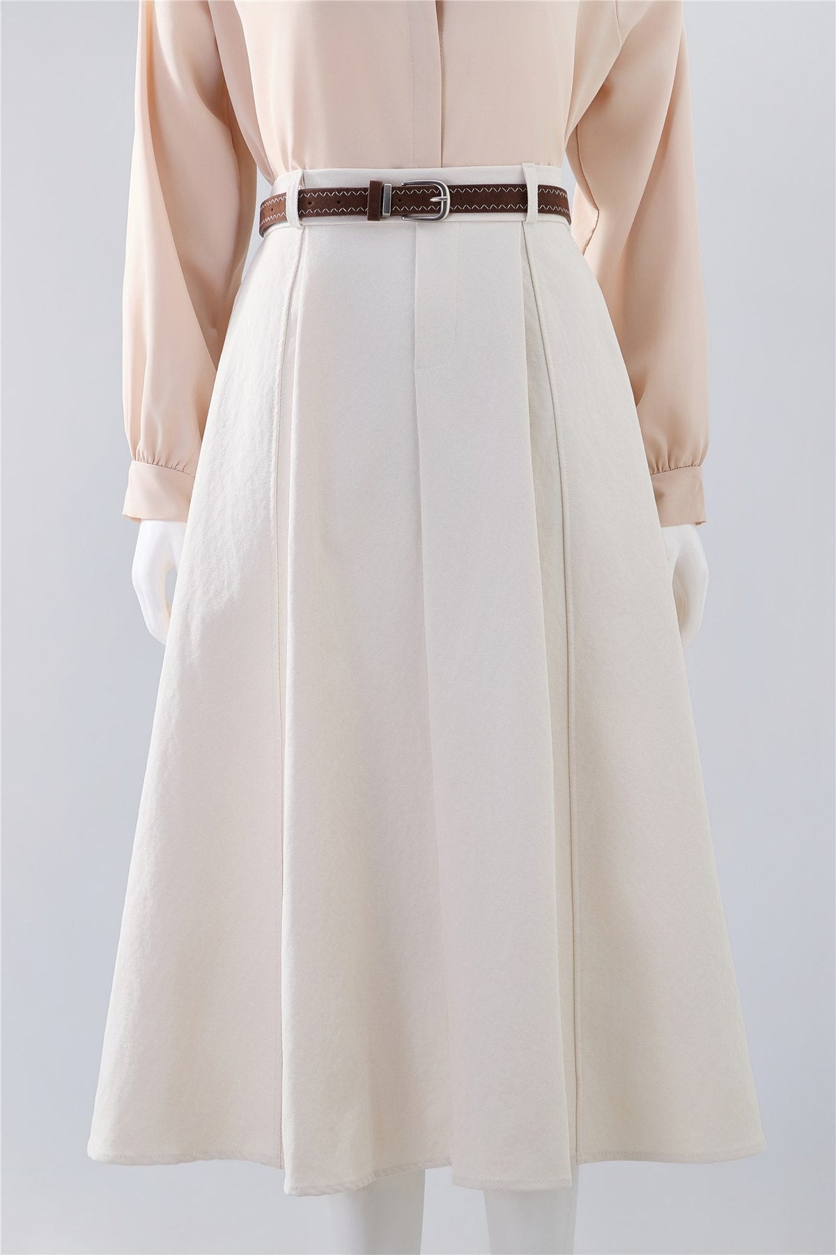 Ivory Pleated Midi Skirt — Image 1