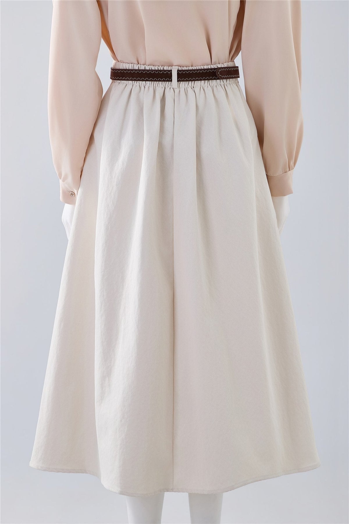 Ivory Pleated Midi Skirt — Image 4