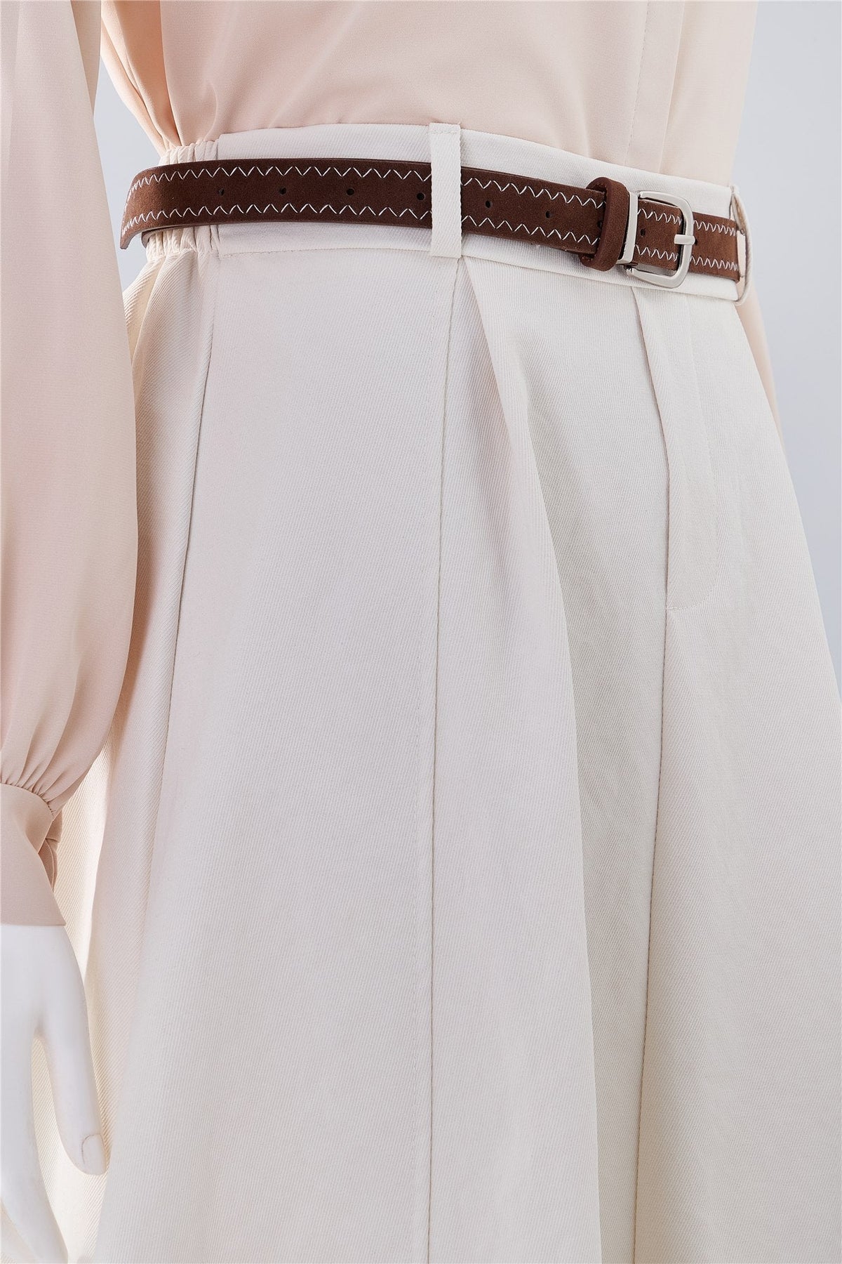 Ivory Pleated Midi Skirt — Image 5