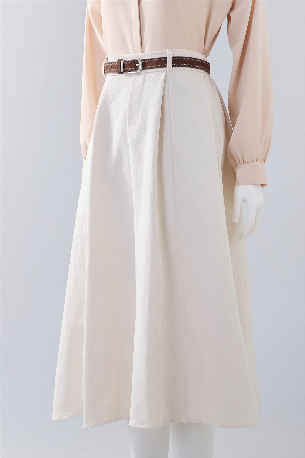 Ivory Pleated Midi Skirt — Image 2