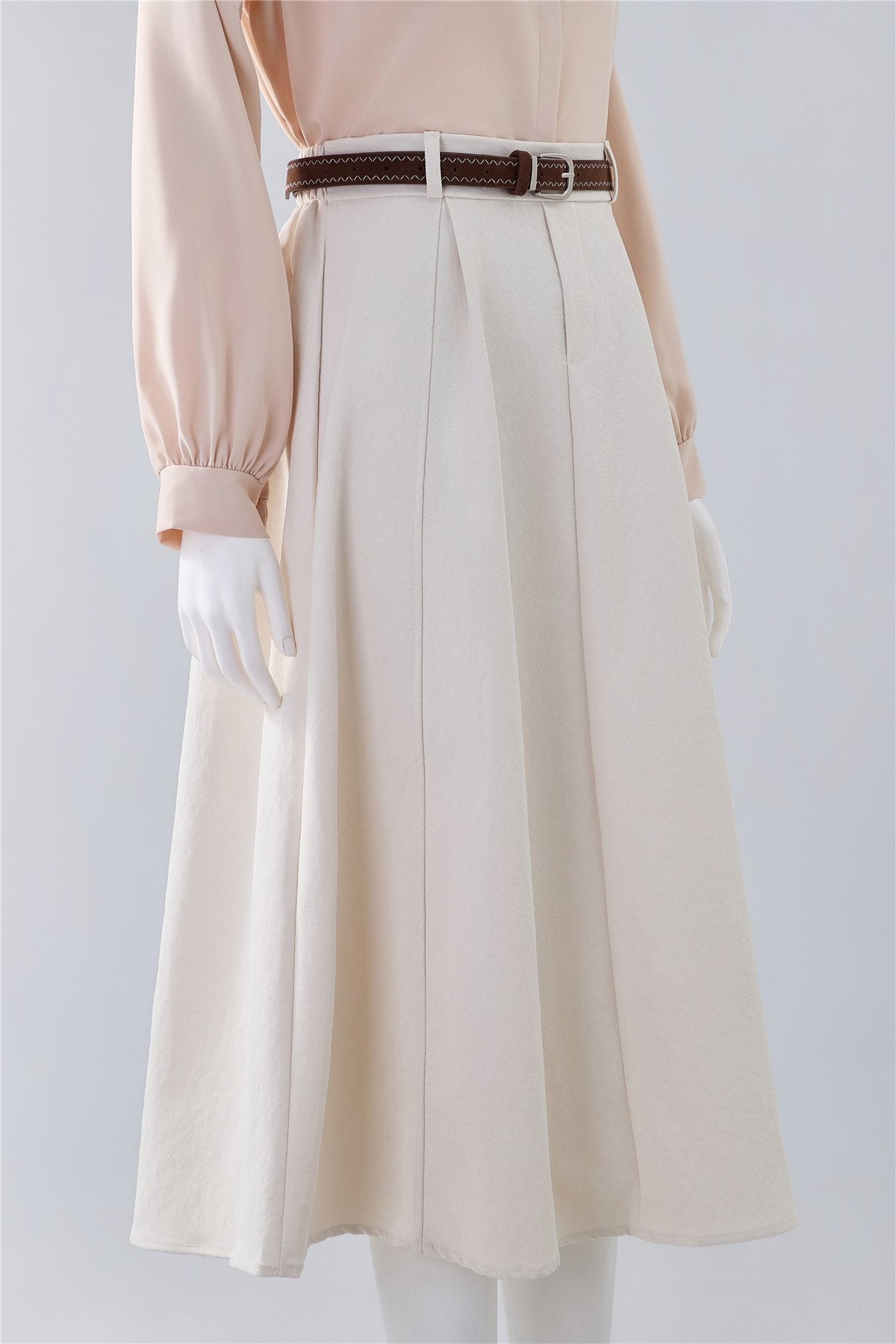 Ivory Pleated Midi Skirt — Image 3