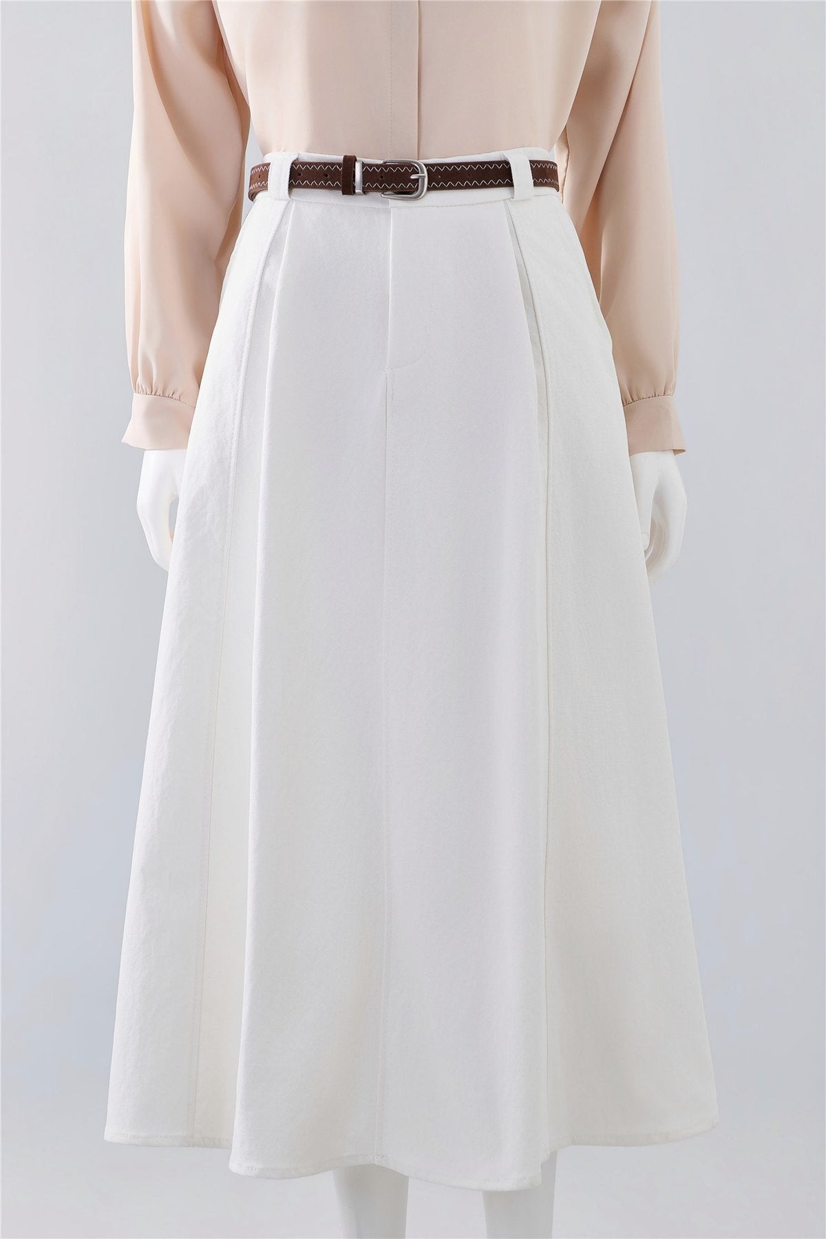 White A-Line Midi Skirt — Image 1