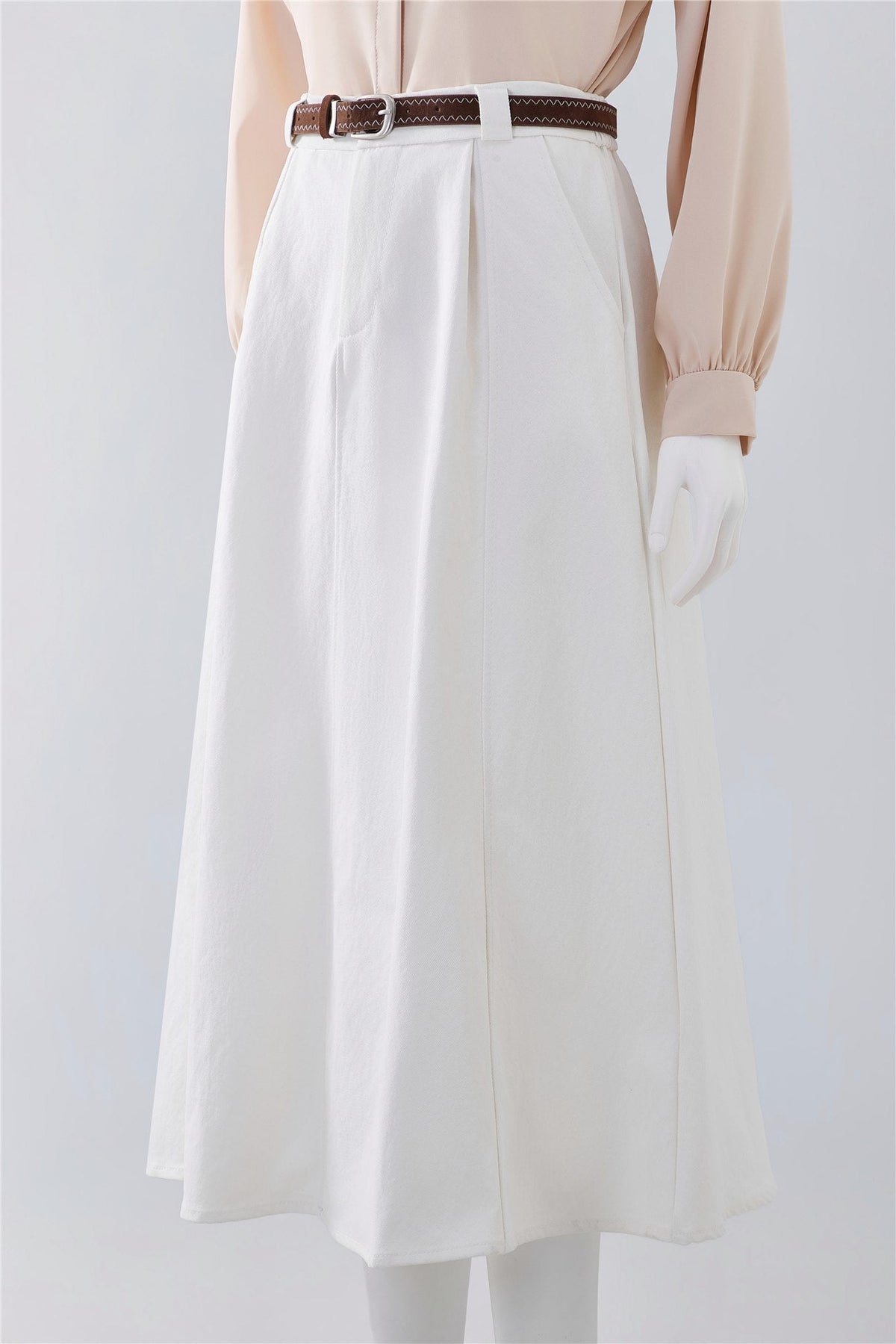White A-Line Midi Skirt — Image 2