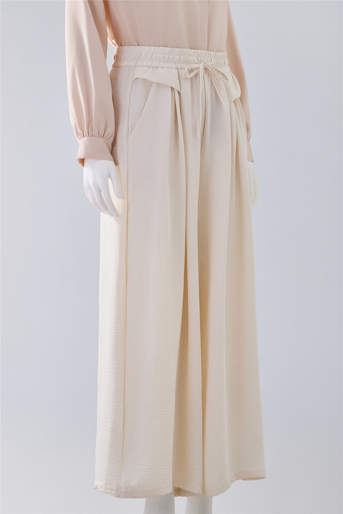 Cream Tie-Waist Midi Skirt — Image 3