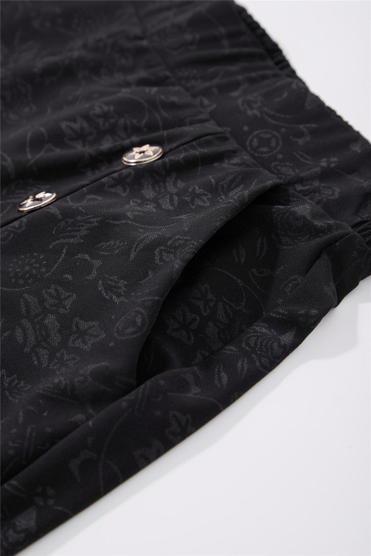 Black Button-Detail Wide-Leg Trousers — Image 7