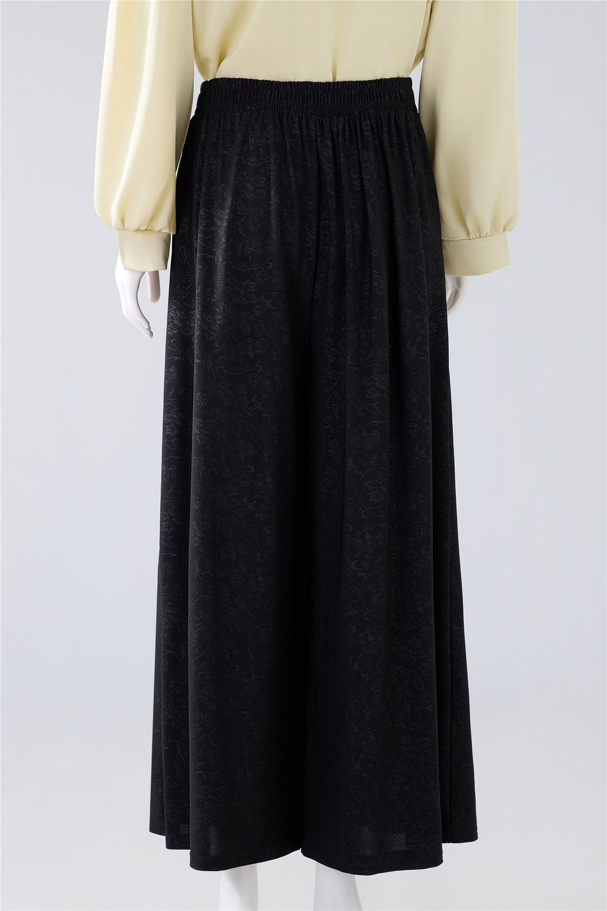 Black Button-Detail Wide-Leg Trousers — Image 4