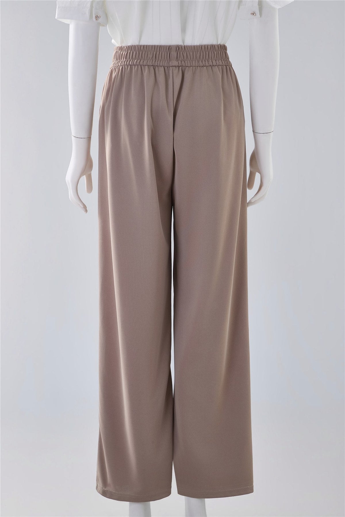 Taupe Elastic-Waist Trousers — Image 4