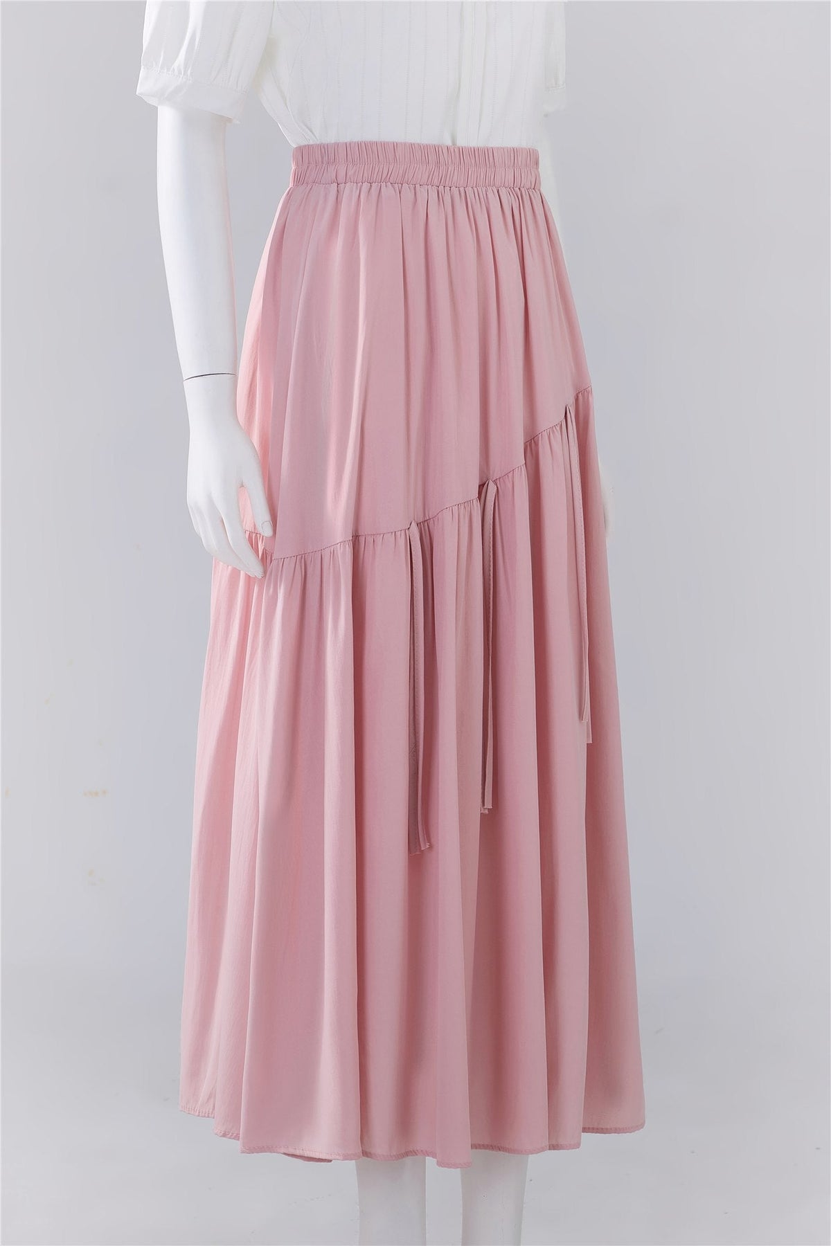 Pink Tiered Midi Skirt — Image 3