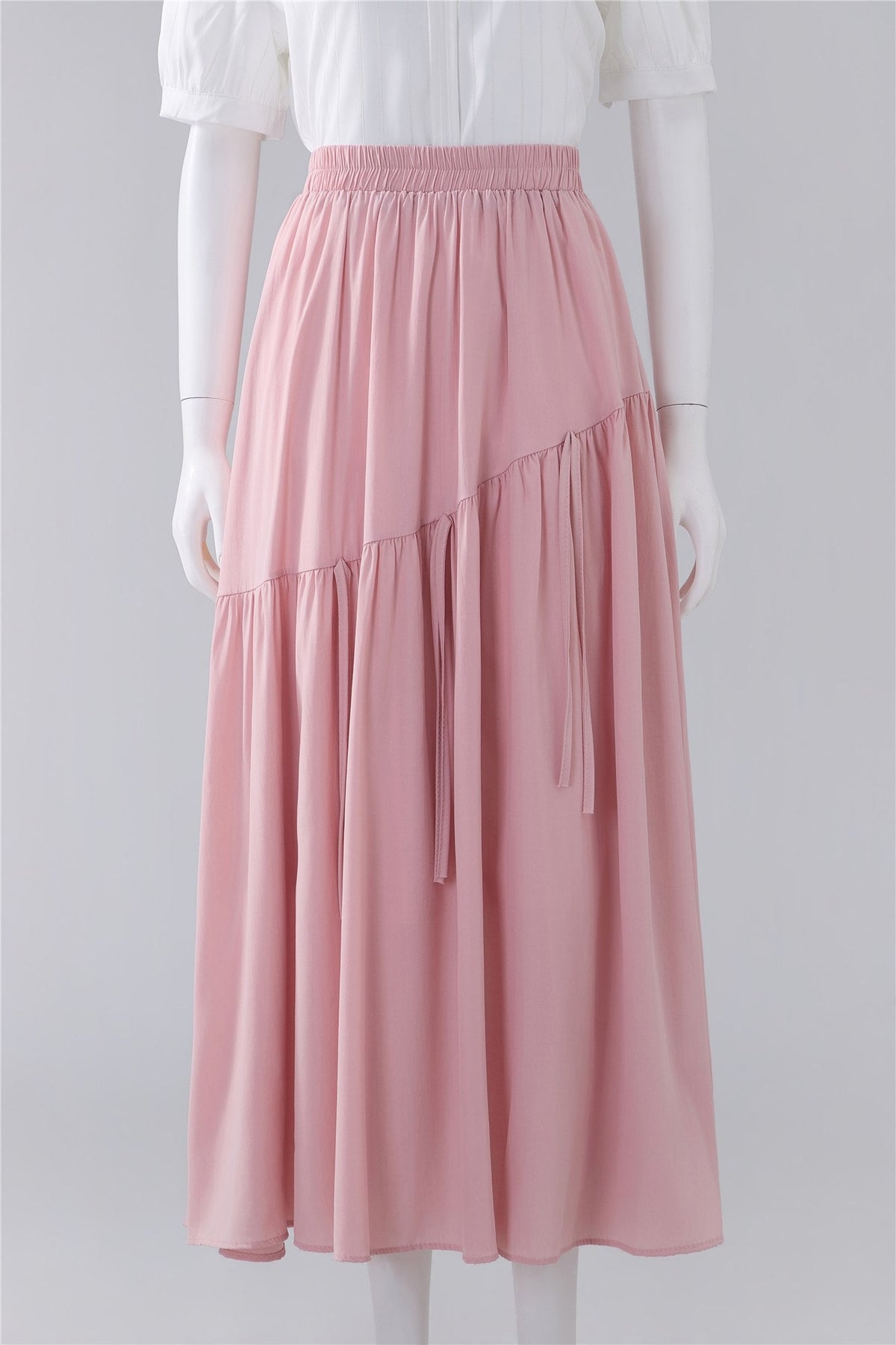 Pink Tiered Midi Skirt — Image 1