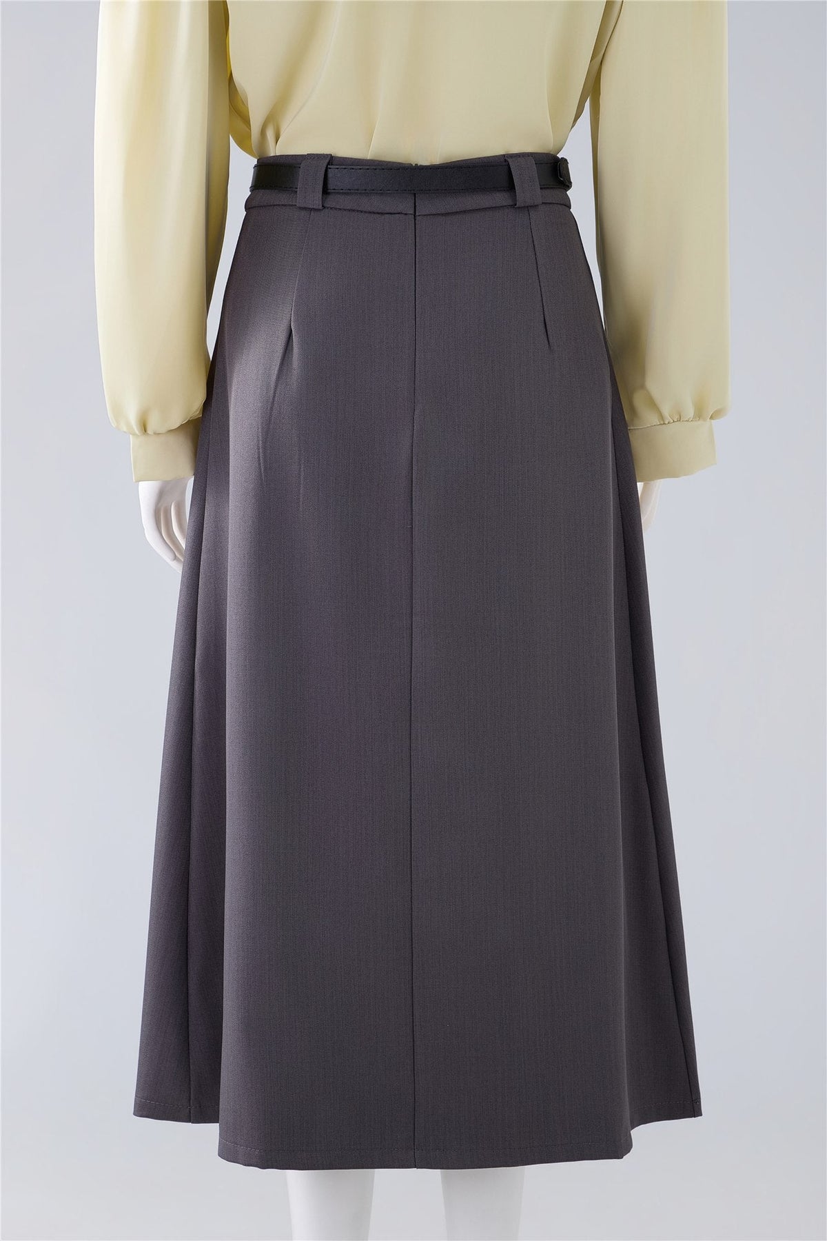 Grey Pleated Midi Skirt — Image 4