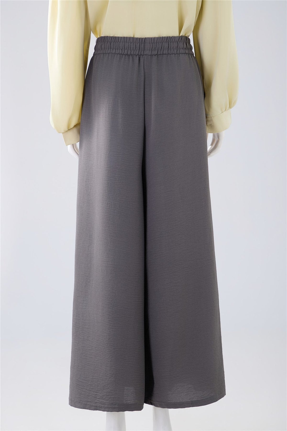 Charcoal Drawstring Wide-Leg Trousers — Image 4