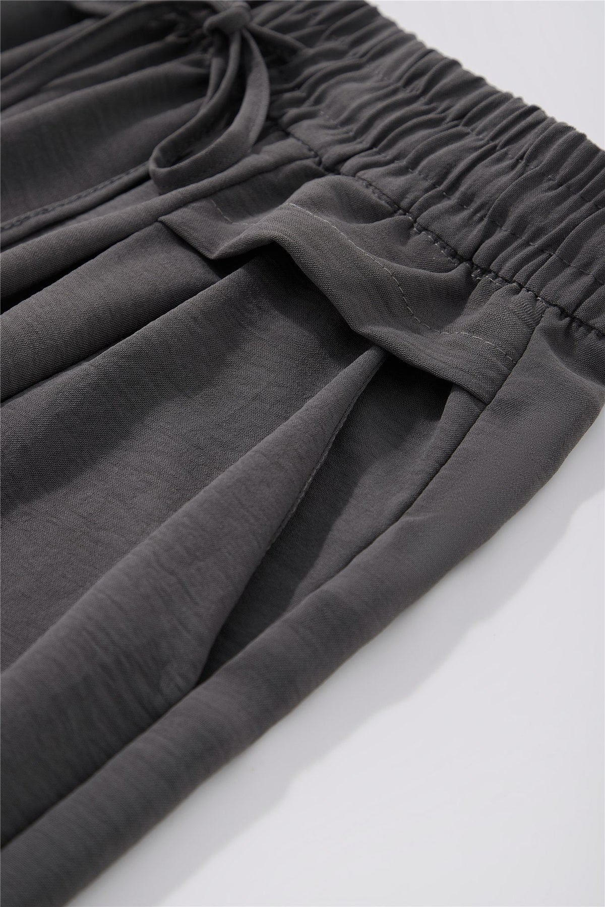 Charcoal Drawstring Wide-Leg Trousers — Image 7