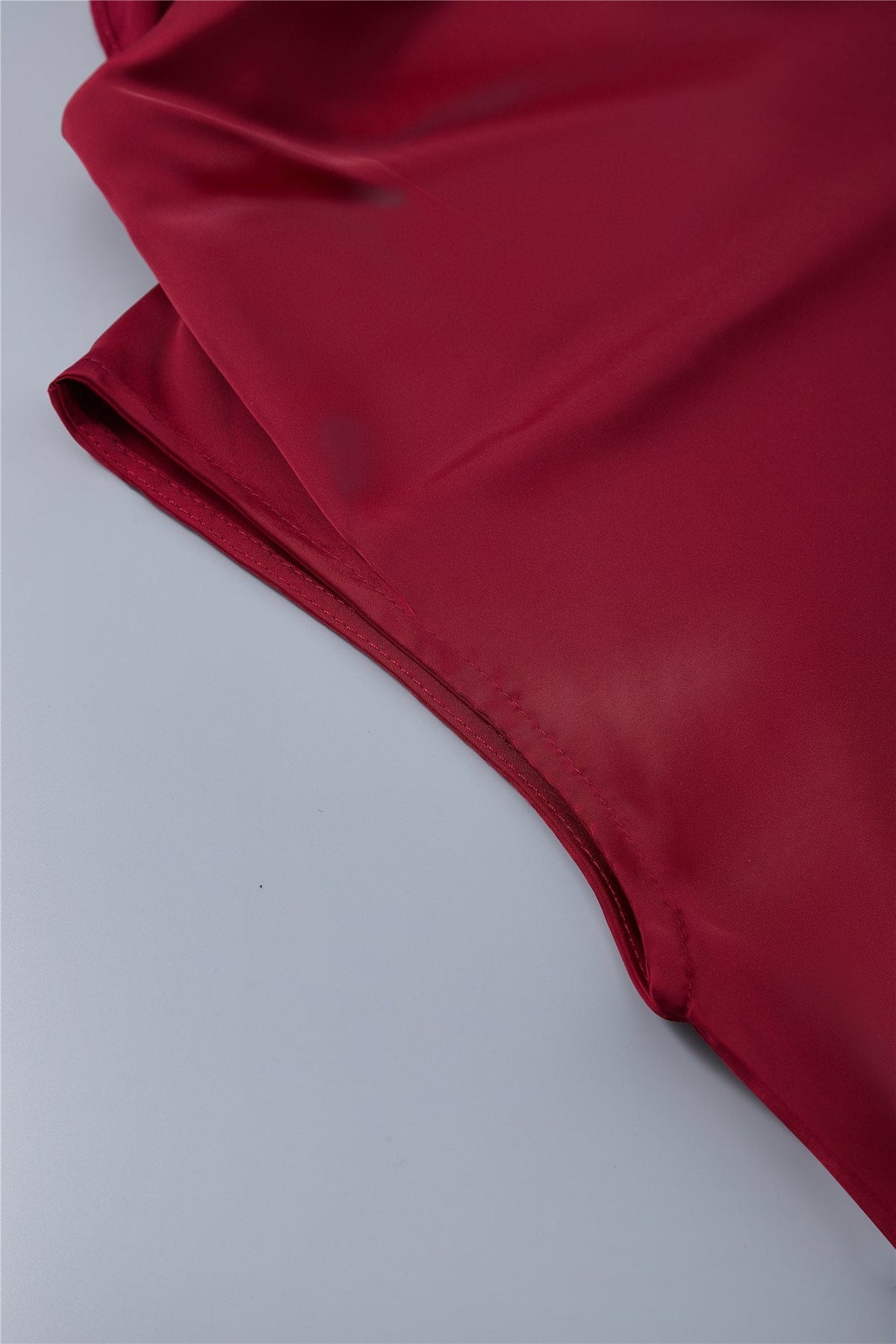 Burgundy Draped Sleeveless Blouse — Image 7