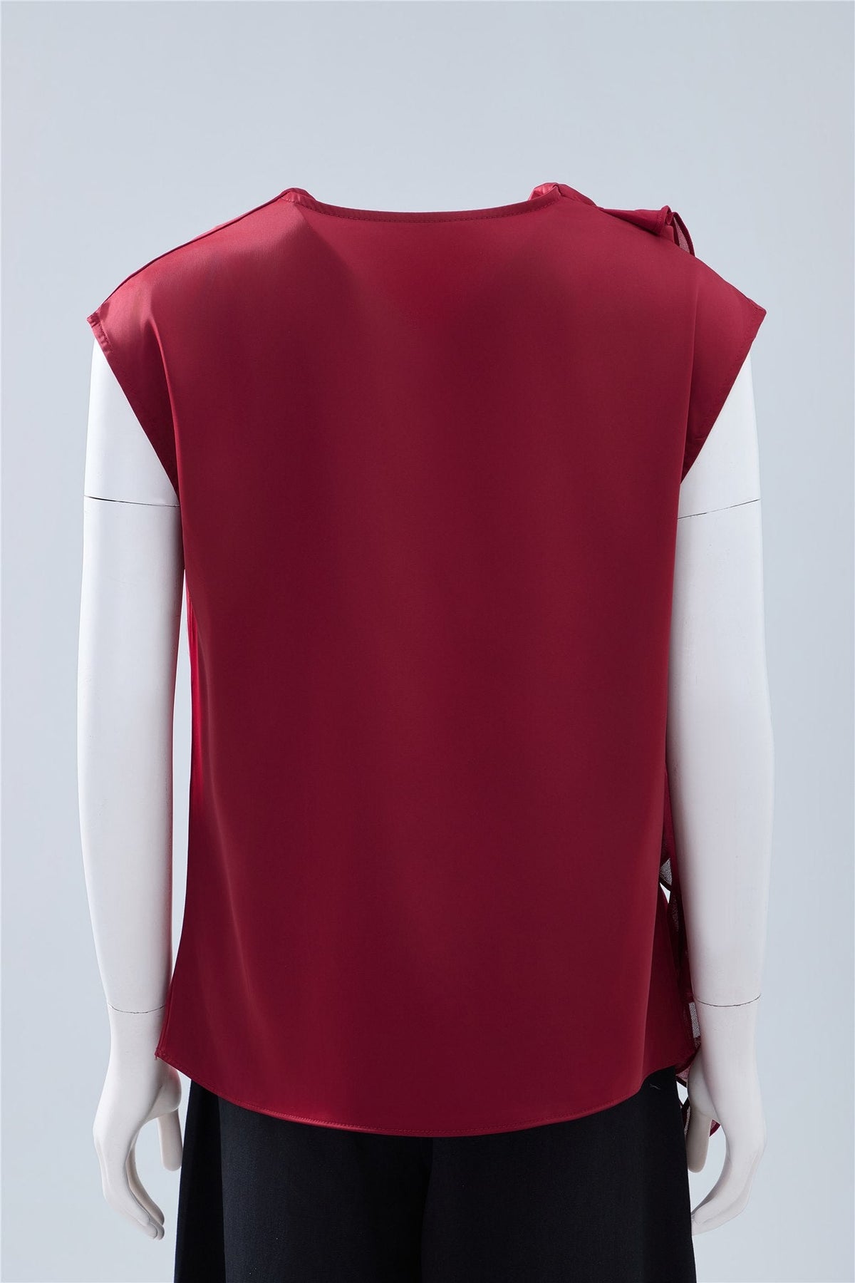 Burgundy Draped Sleeveless Blouse — Image 4