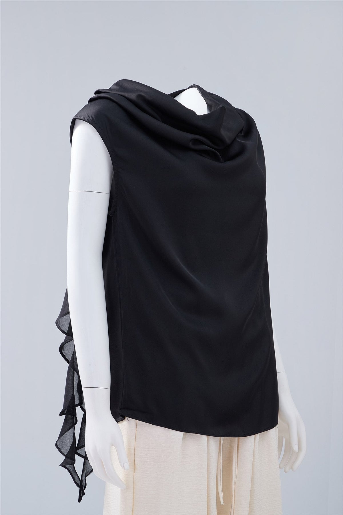 Black Draped Sleeveless Blouse — Image 2