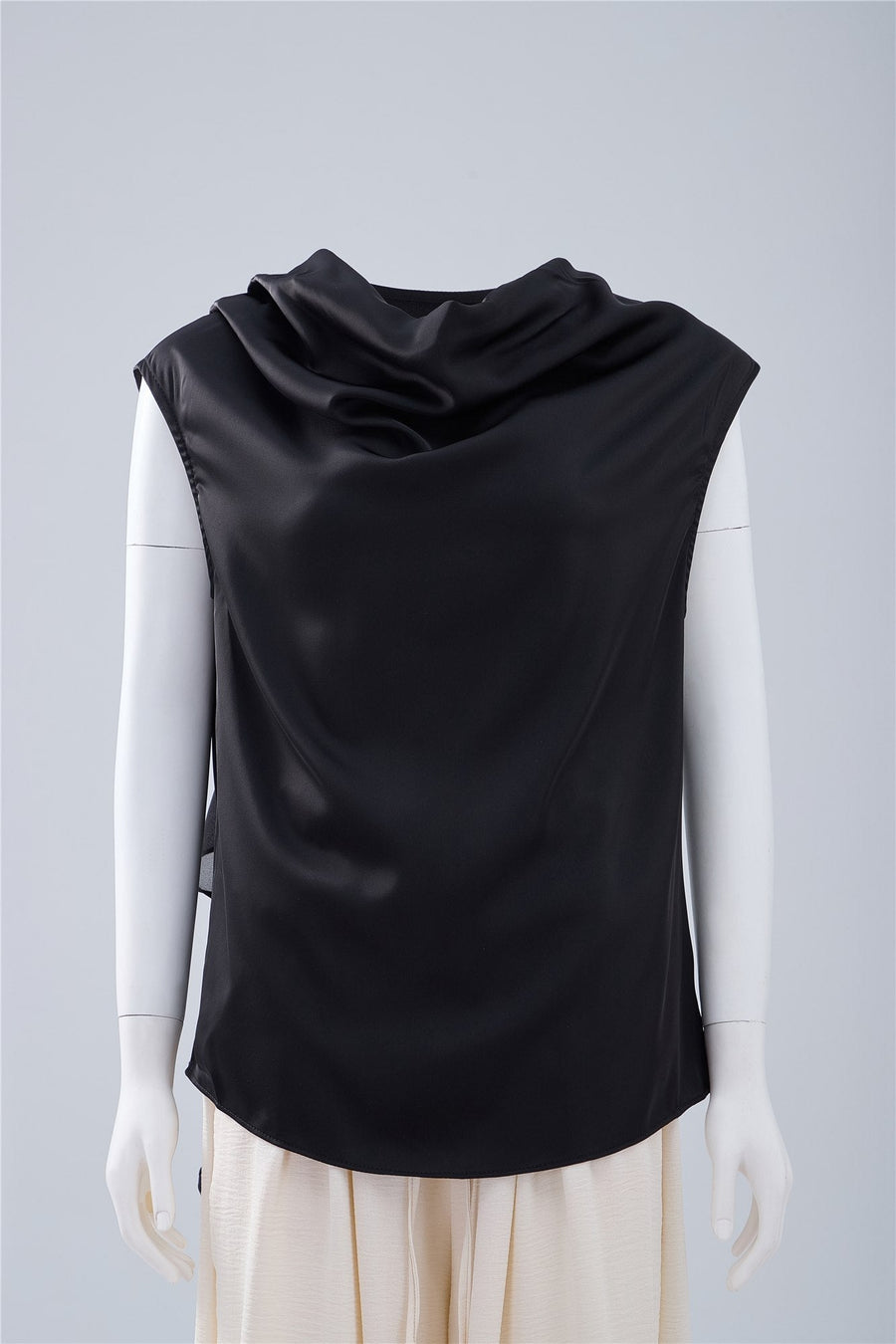 
Black Draped Sleeveless Blouse
