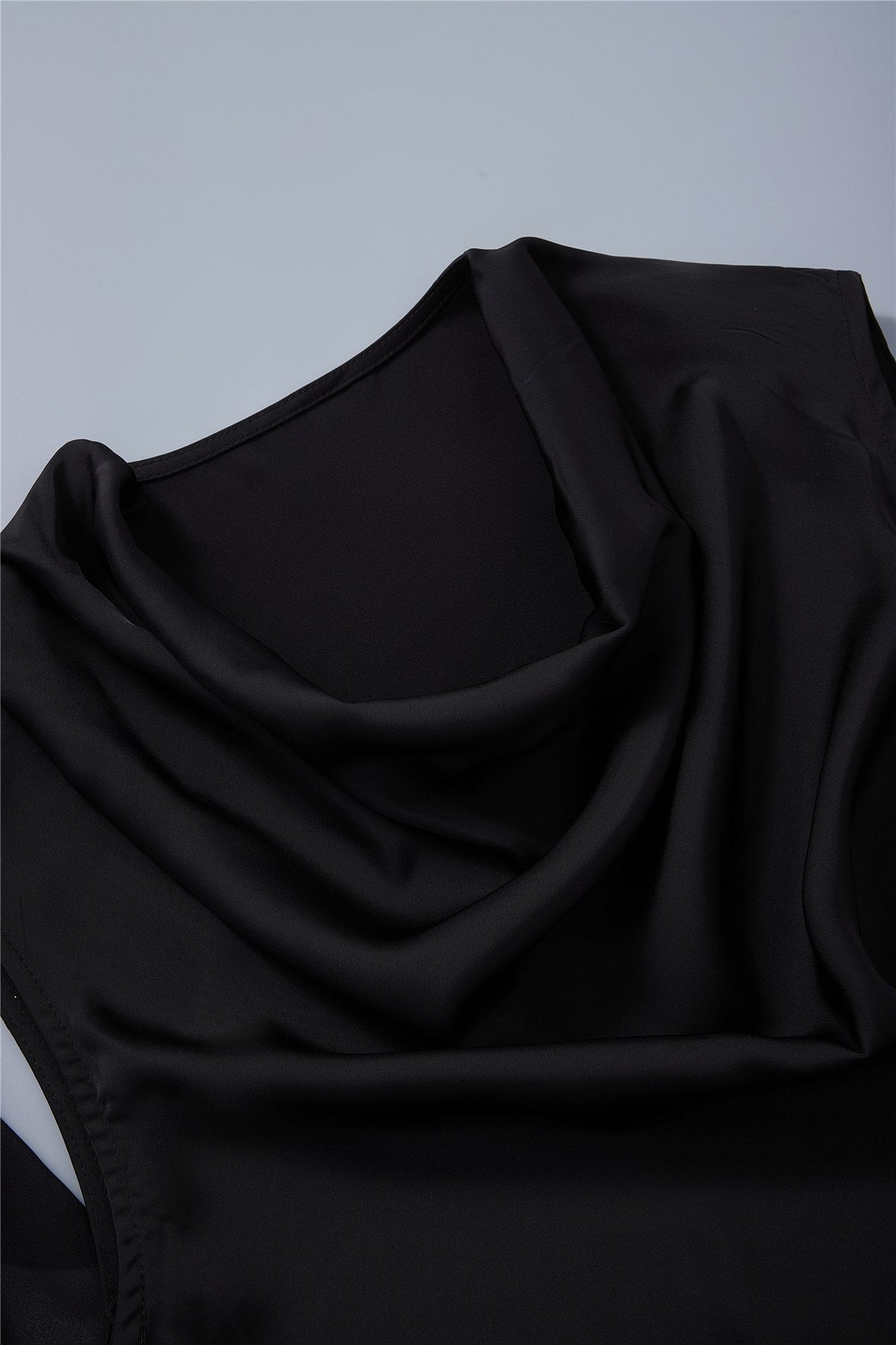 Black Draped Sleeveless Blouse — Image 6
