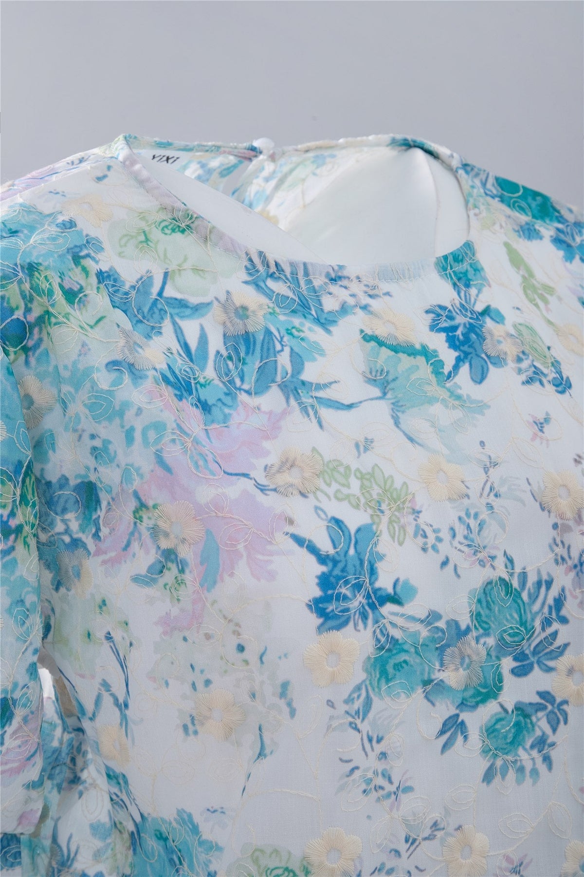 Blue Floral Short-Sleeve Top — Image 5