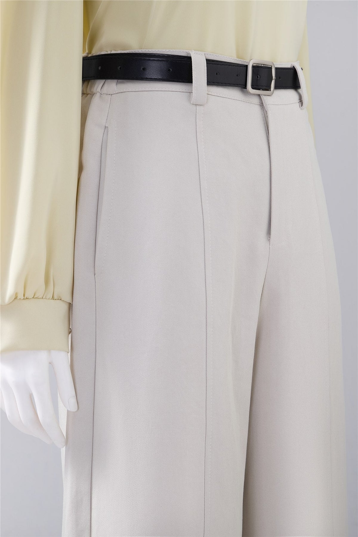 Ivory Belted Wide-Leg Trousers — Image 5