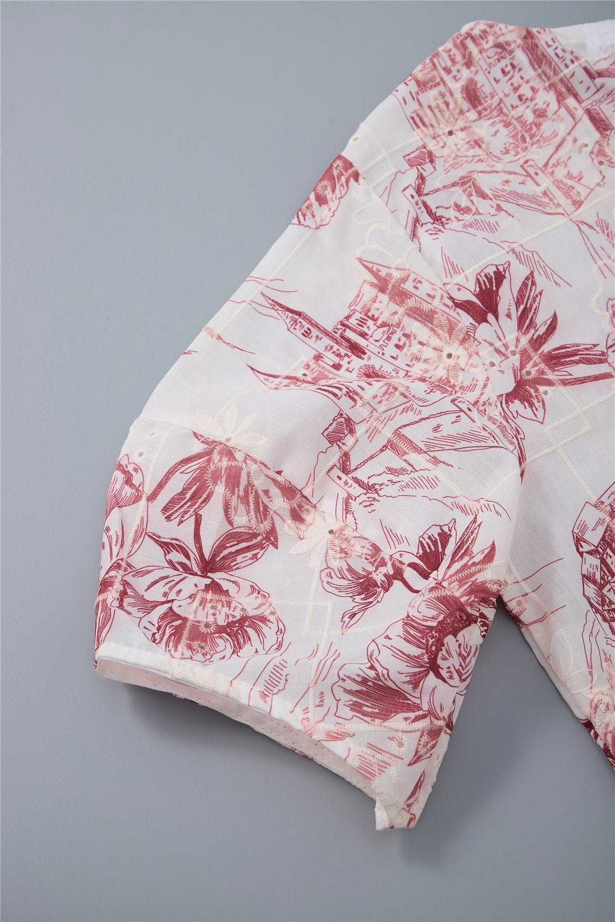Red Floral Short-Sleeve Top — Image 7