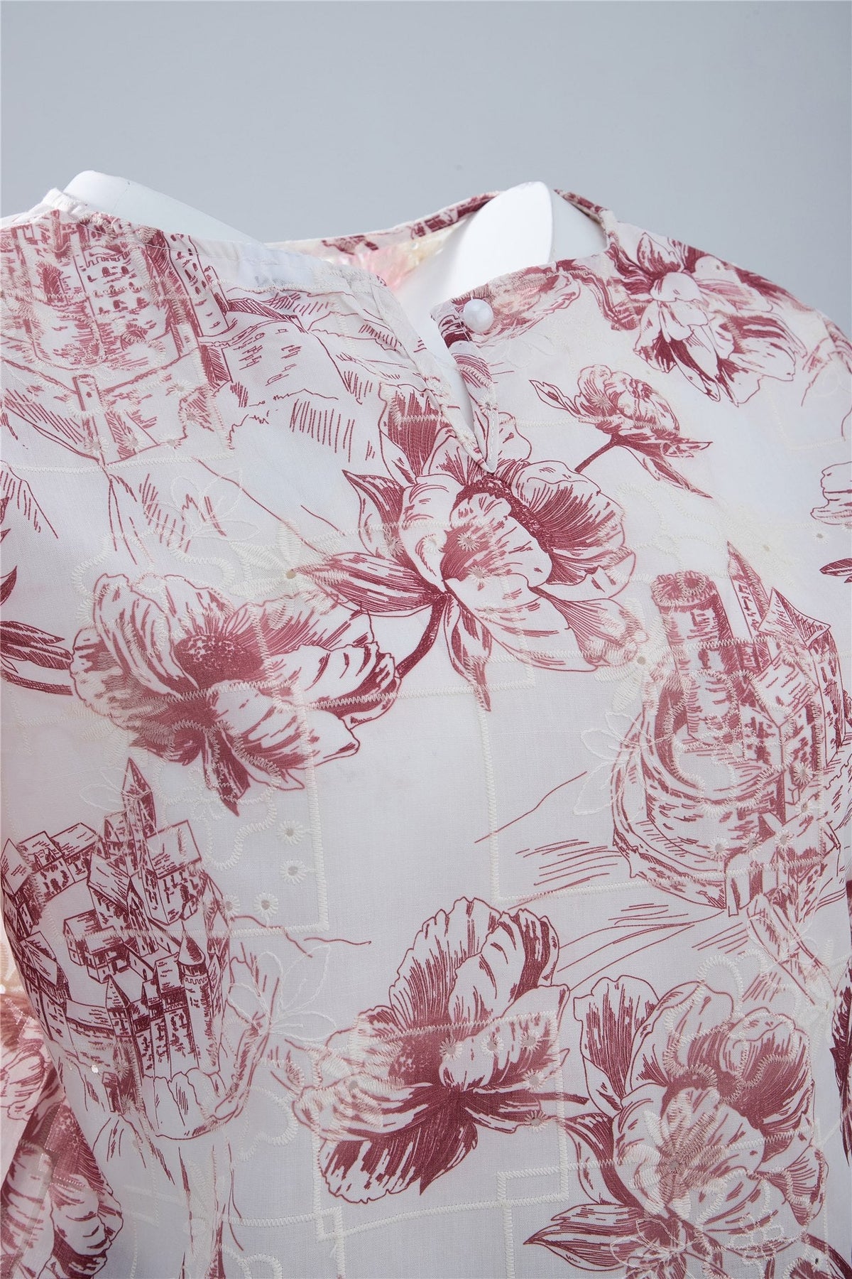 Red Floral Short-Sleeve Top — Image 5