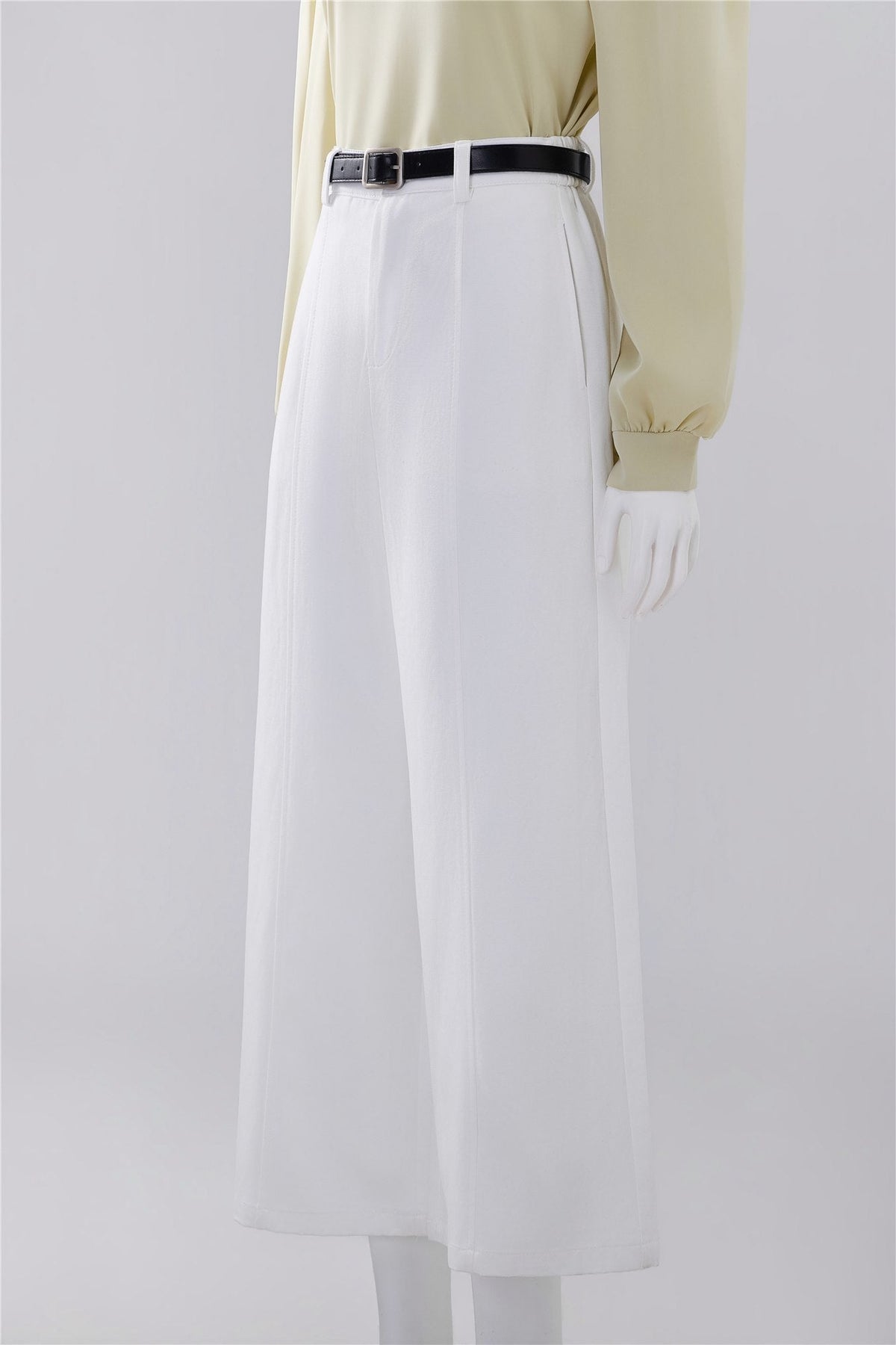 White Belted Wide-Leg Trousers — Image 2
