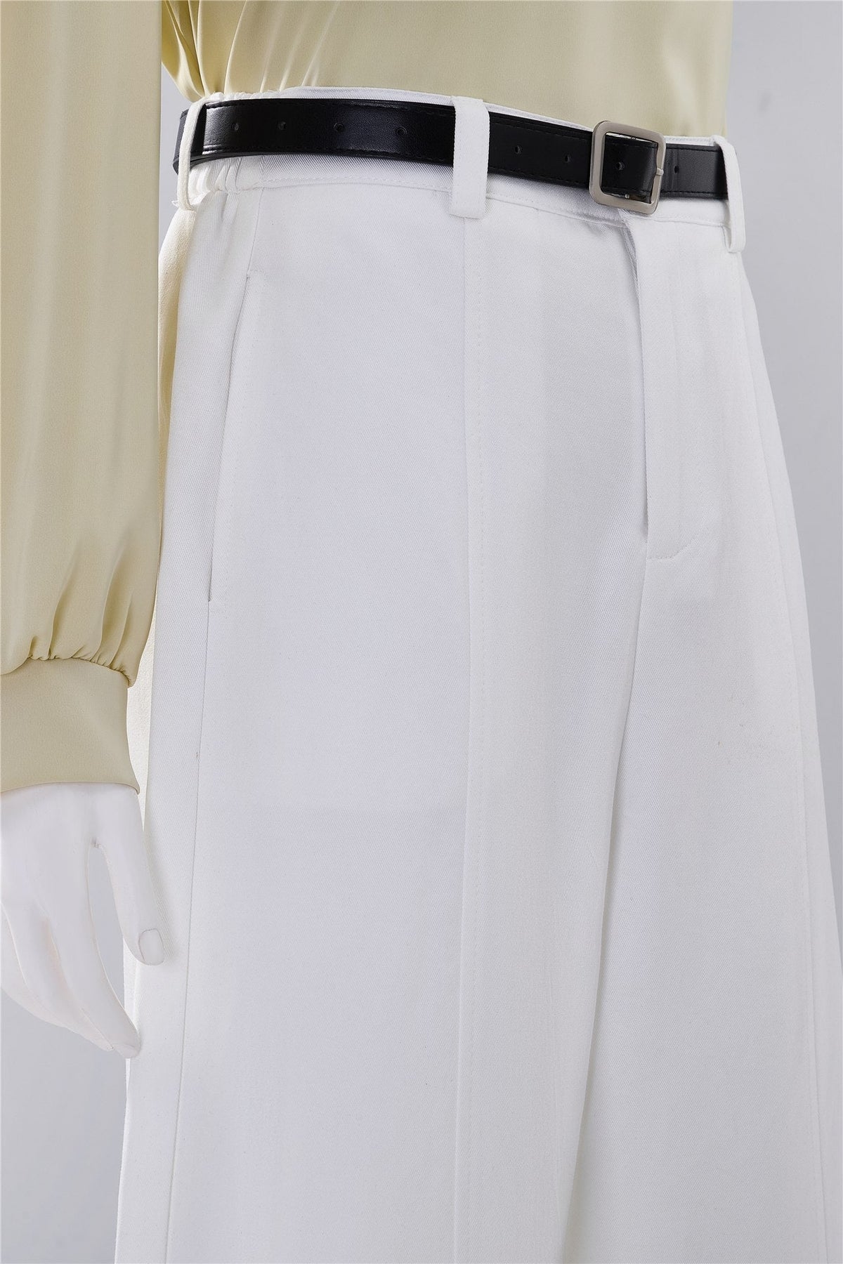 White Belted Wide-Leg Trousers — Image 5