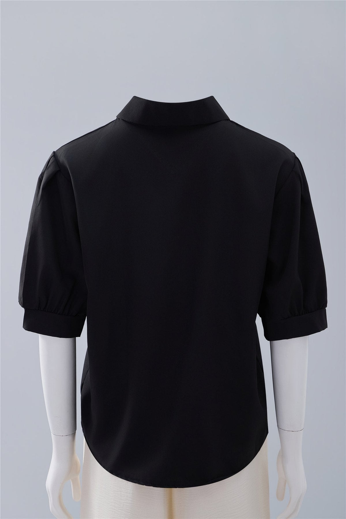 Black Puff-Sleeve Shirt — Image 4