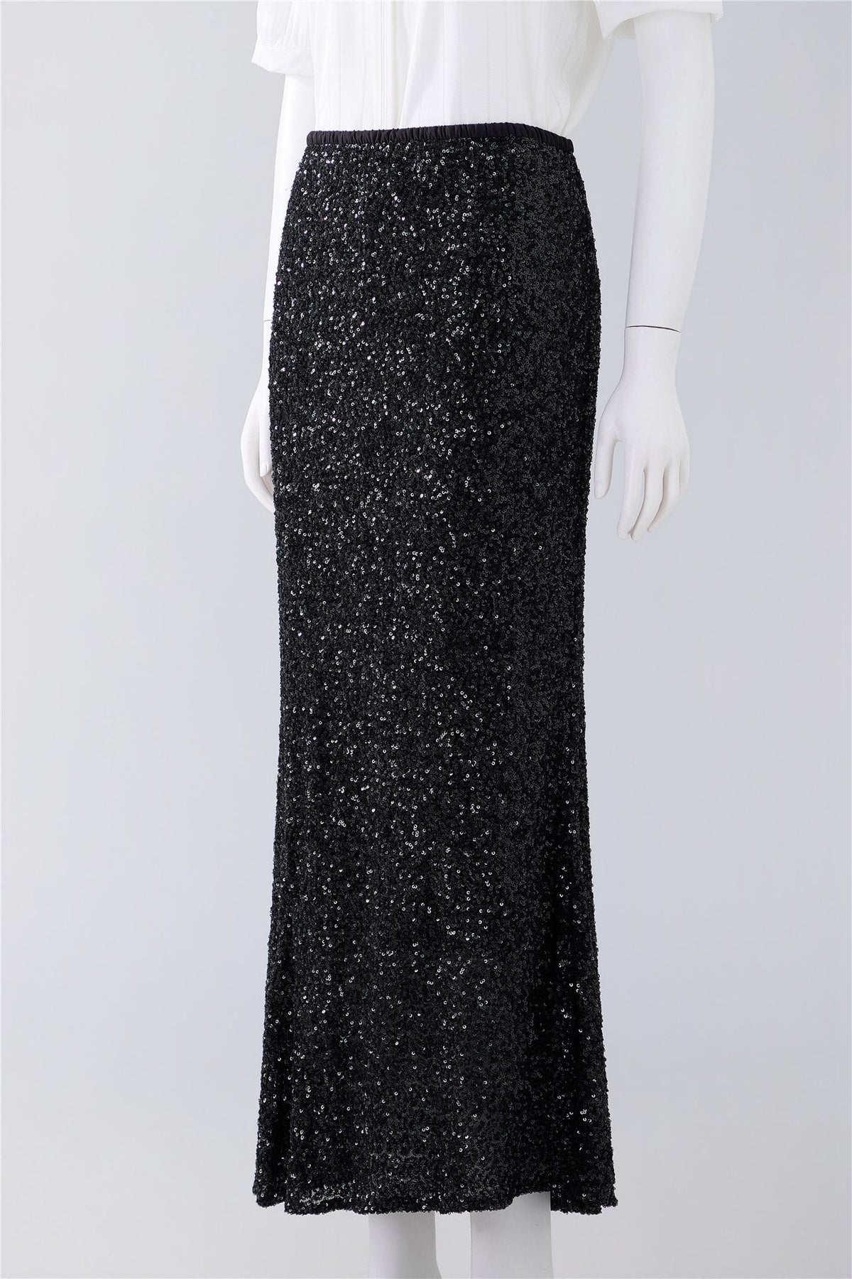 Black Textured Flared Maxi Skirt — Image 2