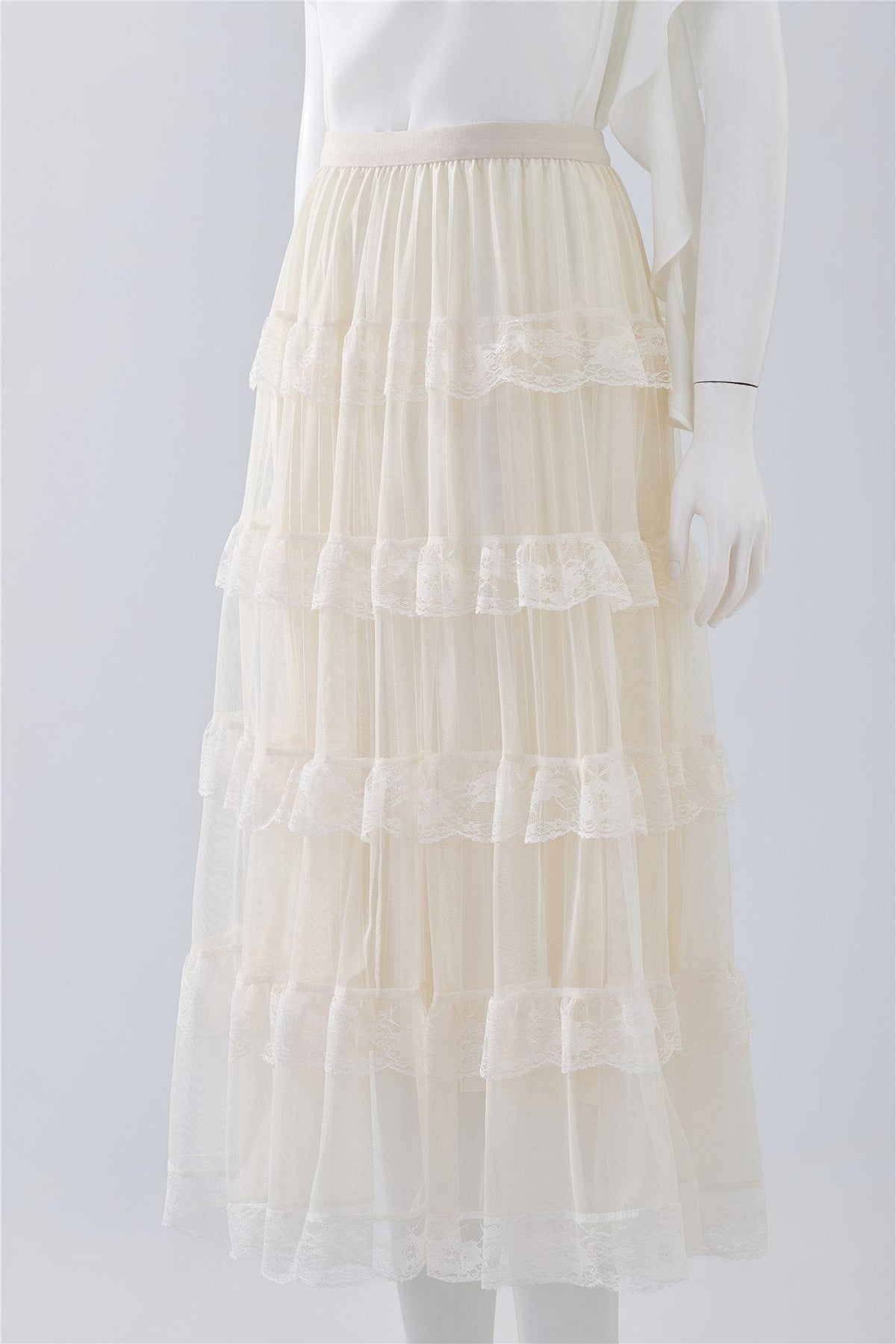 Ivory Tiered Maxi Skirt — Image 2