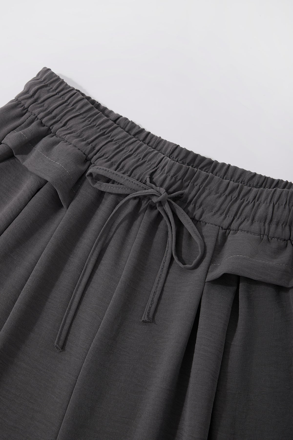 Charcoal Drawstring Wide-Leg Trousers — Image 6